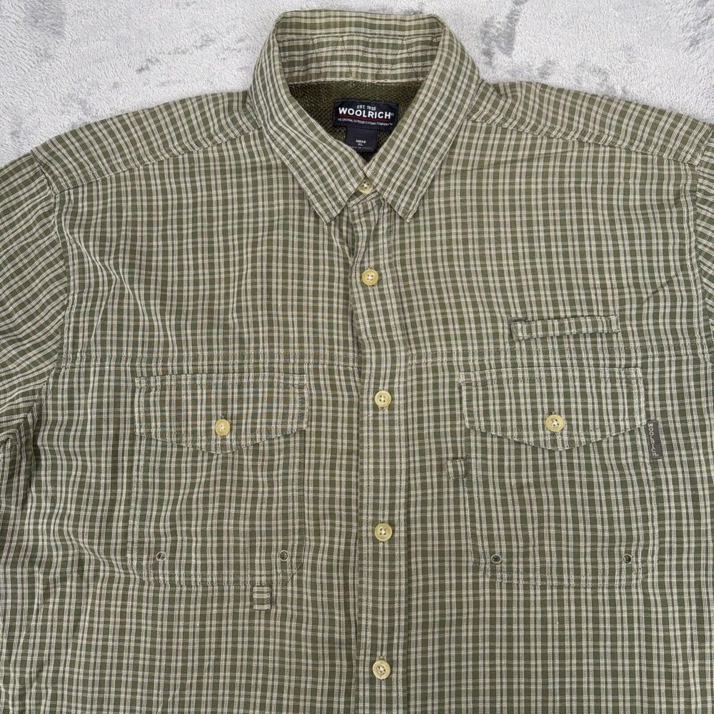 Woolrich Shirt Mens XL Green Plaid Vented Short Sleeve Fishing Hiking Camping - Picture 1 of 9